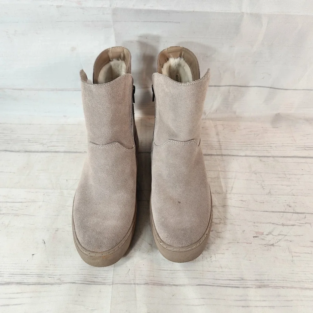 Jambu Boots Waterproof Beige Suede Fur Lined Winter -‎ Women's Size 8